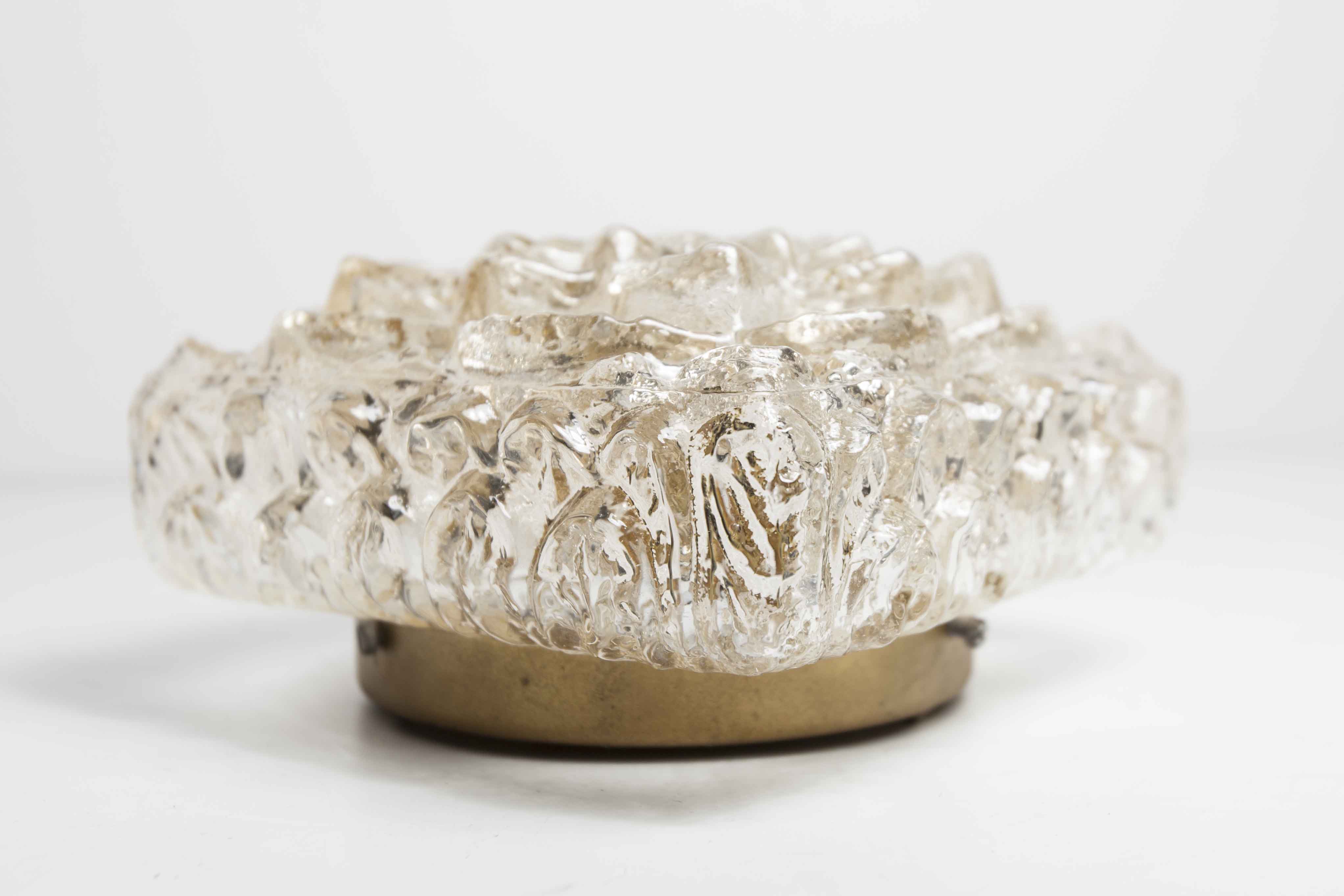 Gold floral glass ceiling light 1960