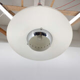 1970's ufo chrome & lacquered metal space age pendant, Italy