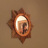 Rattan sun mirror 55cm, 60's