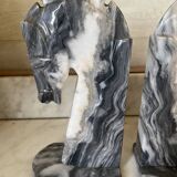 Pair of vintage marble horse head bookends