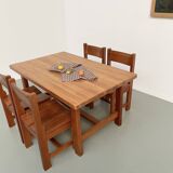 Set of table and 4 chairs, 60s mountain furniture