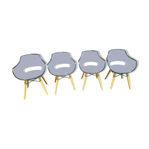 Lot chaise Opal Wox gris fumées pieds hêtre