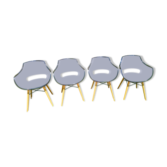 Lot chaise Opal Wox gris fumées pieds hêtre