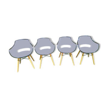 Lot chaise Opal Wox gris fumées pieds hêtre