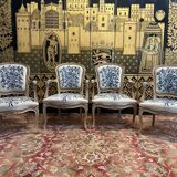 Suite of 4 Louis XV style convertible armchairs