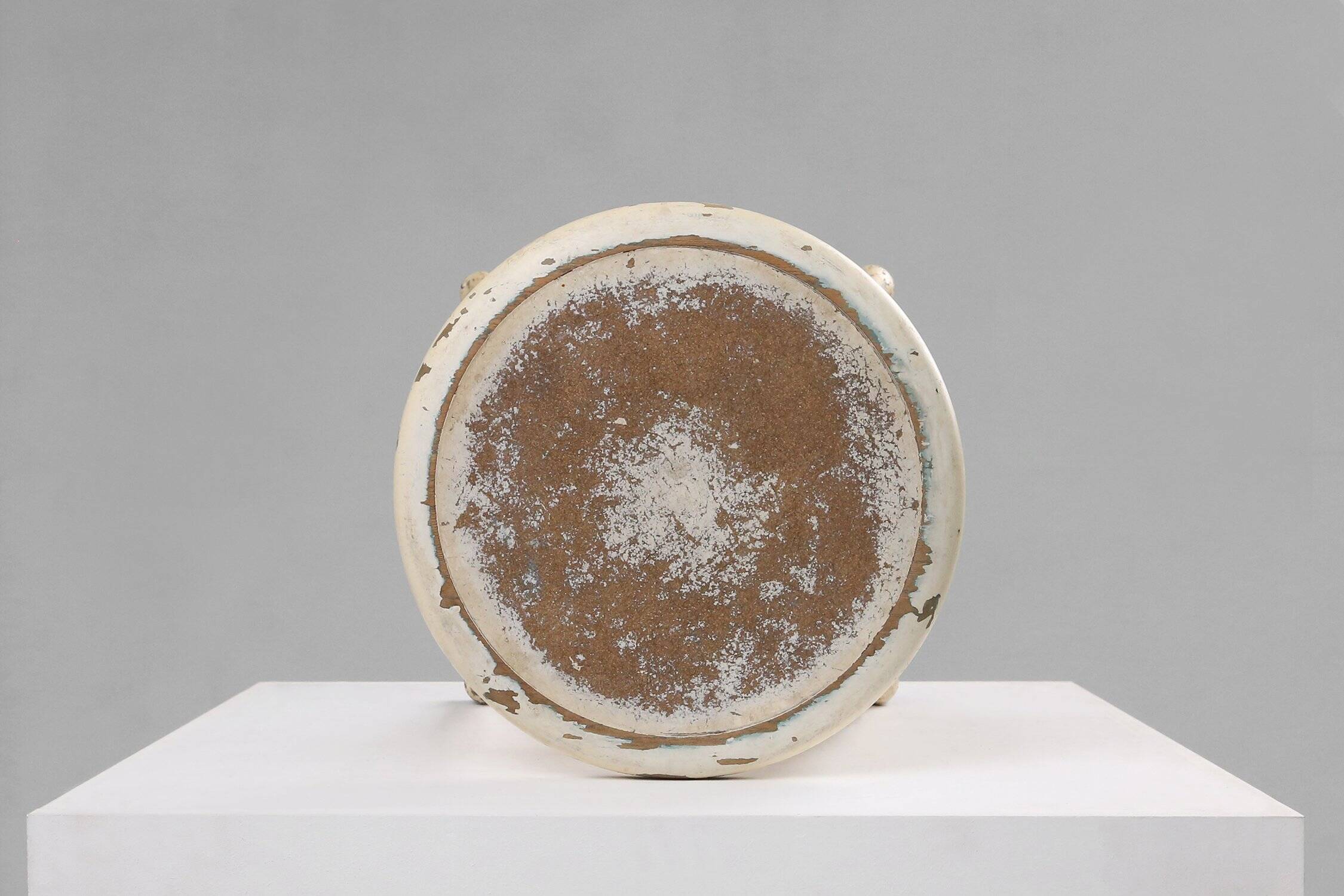 White Rustic Stool with Authentic Patina, Belgium 1930s