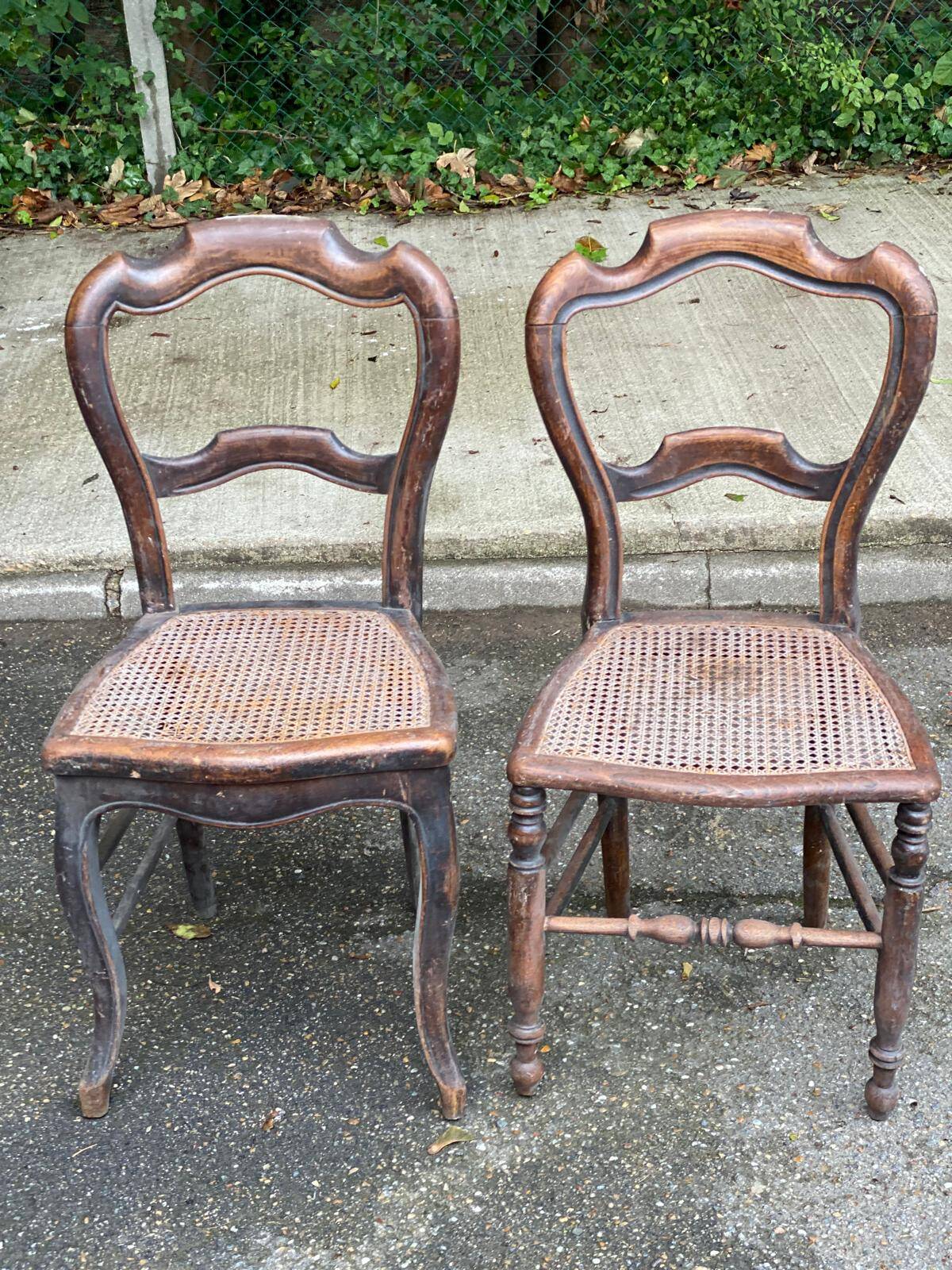 2 Louis Philippe caned chairs from the 18th century