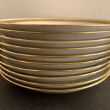 10 hollow porcelain plates from Limoges Bernardaud, gilded Greek decoration, twentieth century