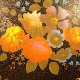 Flower tray in screen-printed sheet metal cracked effect