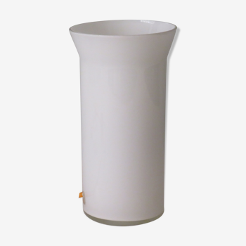 Memphis style white opaline cylindrical table lamp, 1970-1980