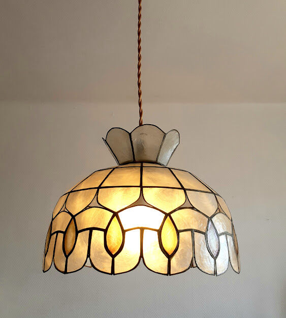 Suspension in art deco mother-of-pearl with drops