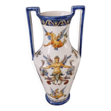 Gien earthenware vase with handles