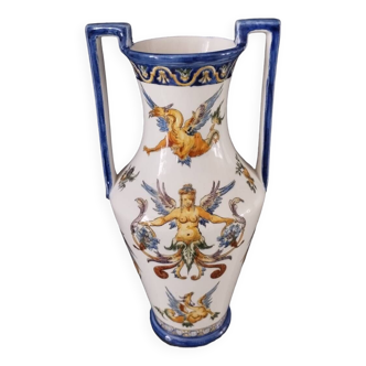 Gien earthenware vase with handles
