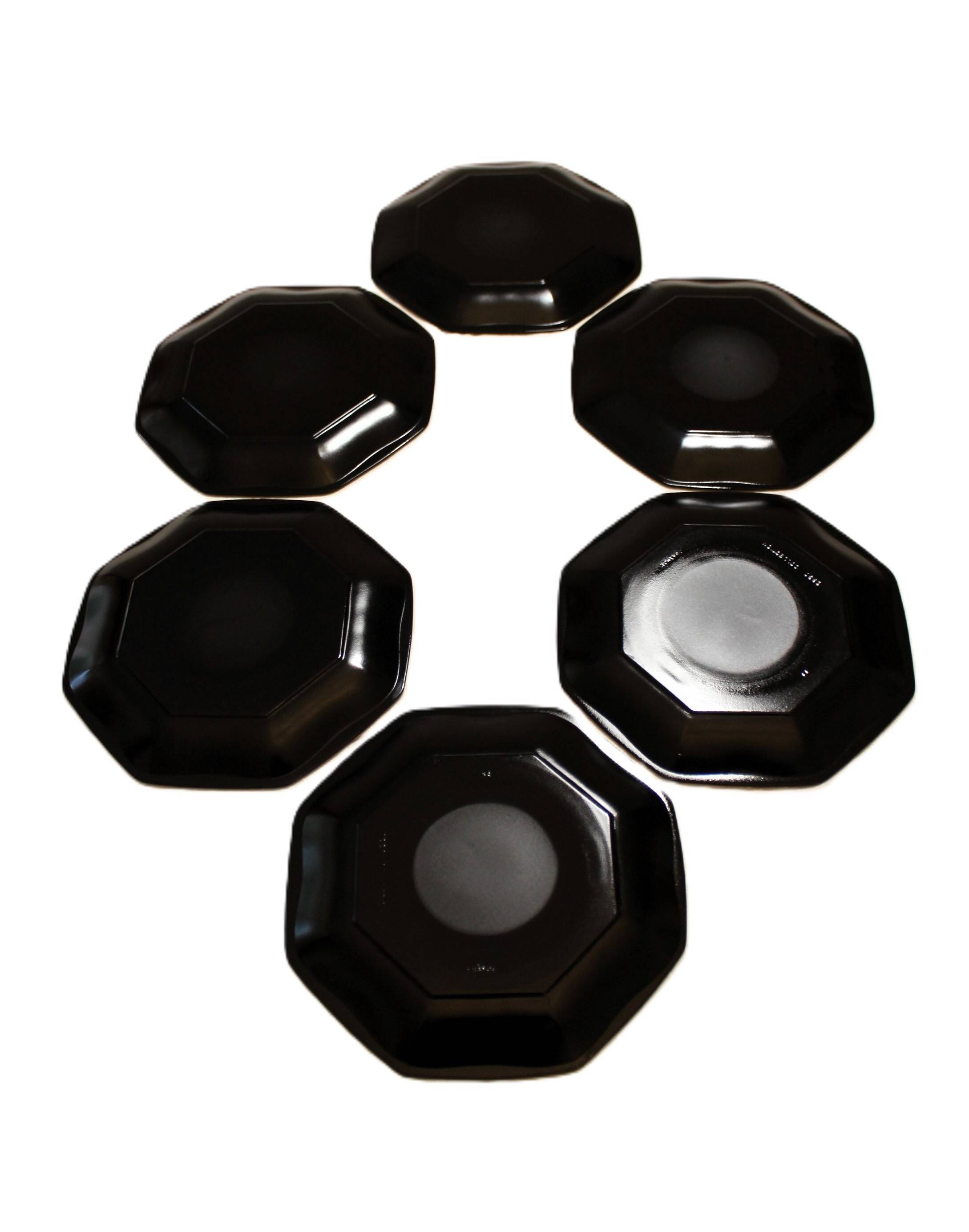 6 black Arcoroc "Octime" dessert plates (set 1)