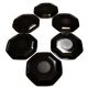 6 black Arcoroc "Octime" dessert plates (set 1)