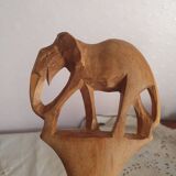 Couverts de service n bois sculpté art populaire vintage
