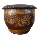 Vintage cache-pot in glazed stoneware