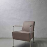 2 vintage nude leather "Cinema" easy chairs by Gunilla Allard for Lammhults | 1990s