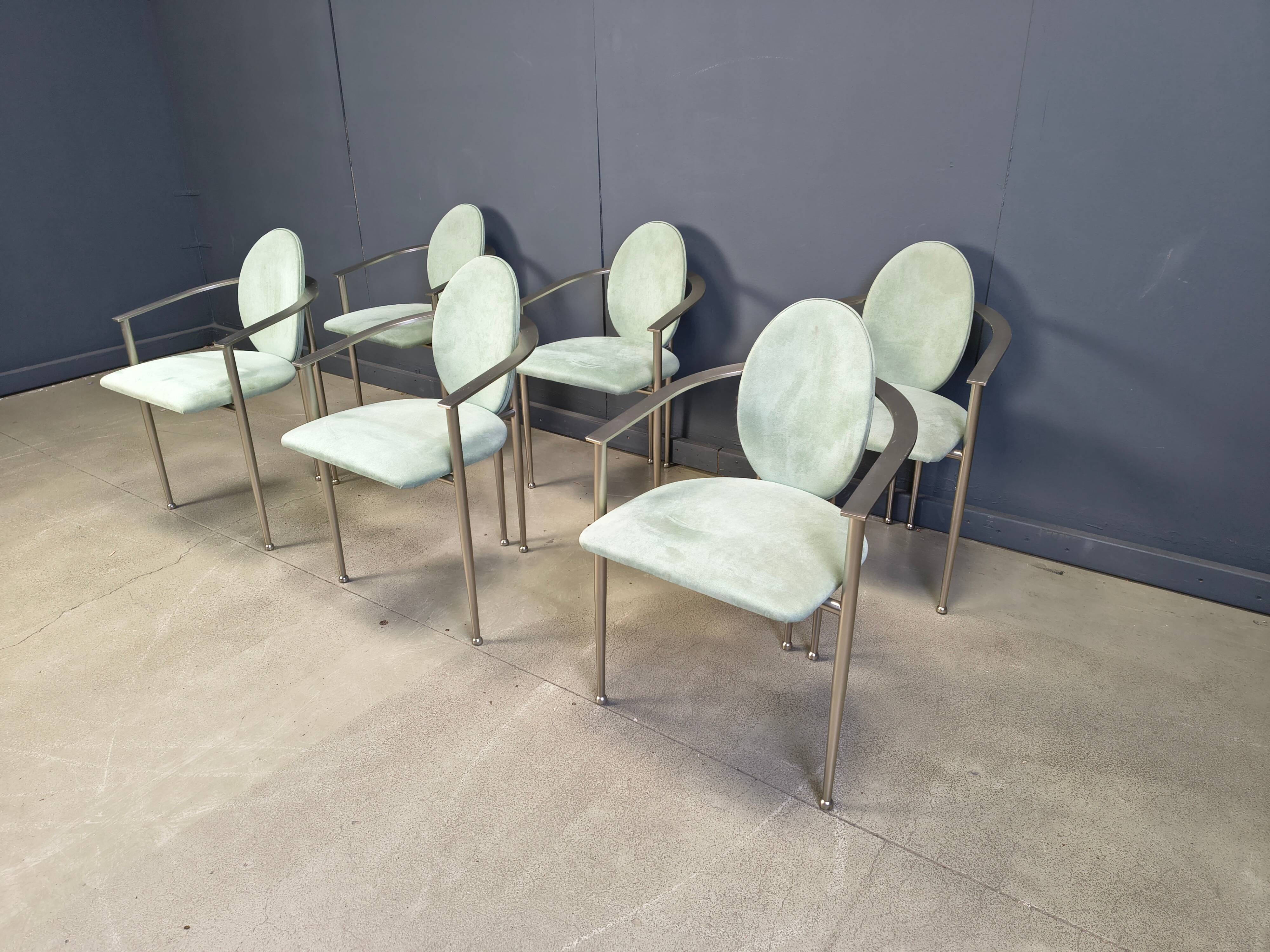 Vintage dining chairs by Belgochrom, set of 6 - 1980s
