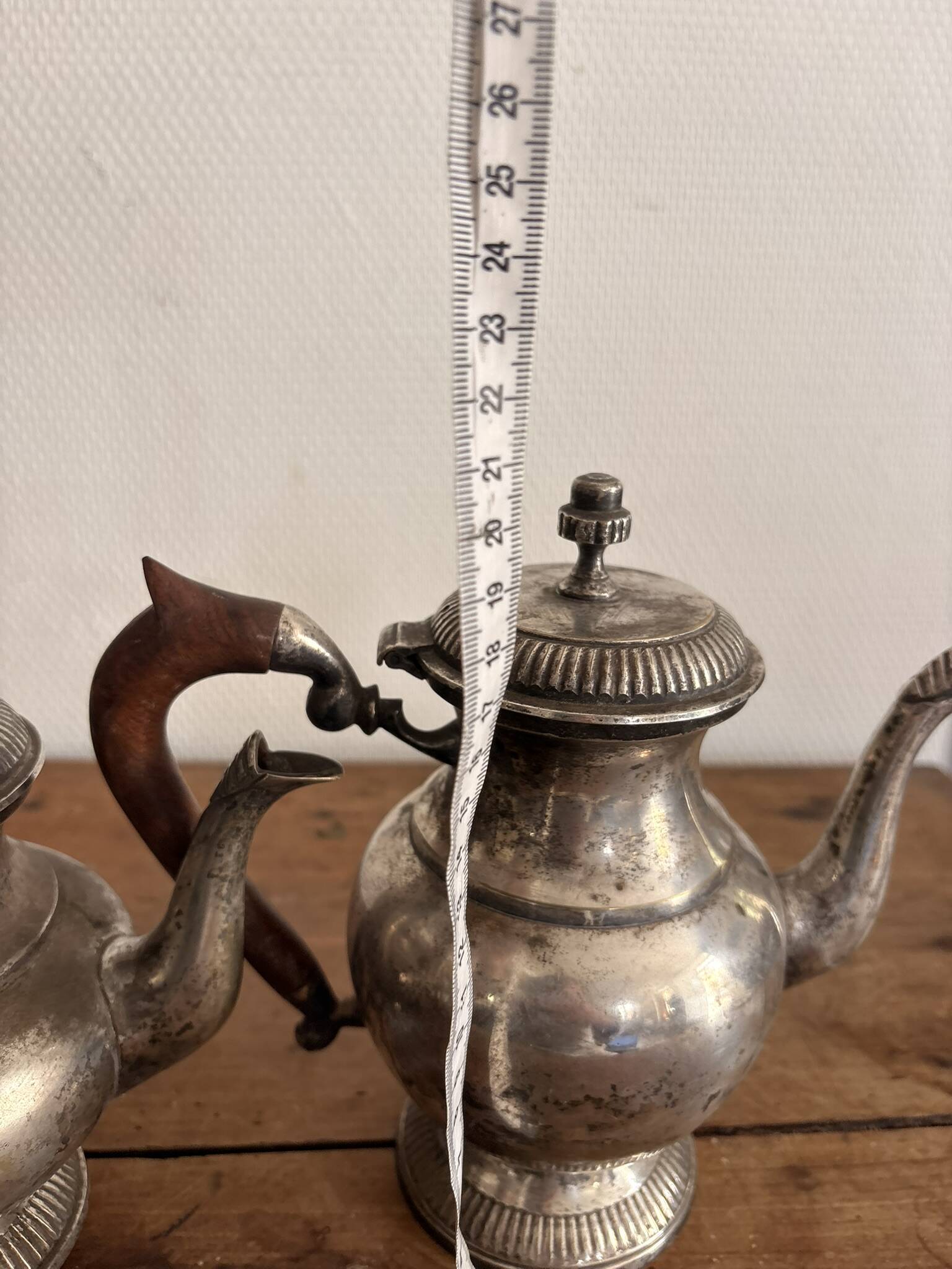 Antique Coffee Pot Teapot Louis XV Silver-Plated Metal 20th Century Coffee Set
