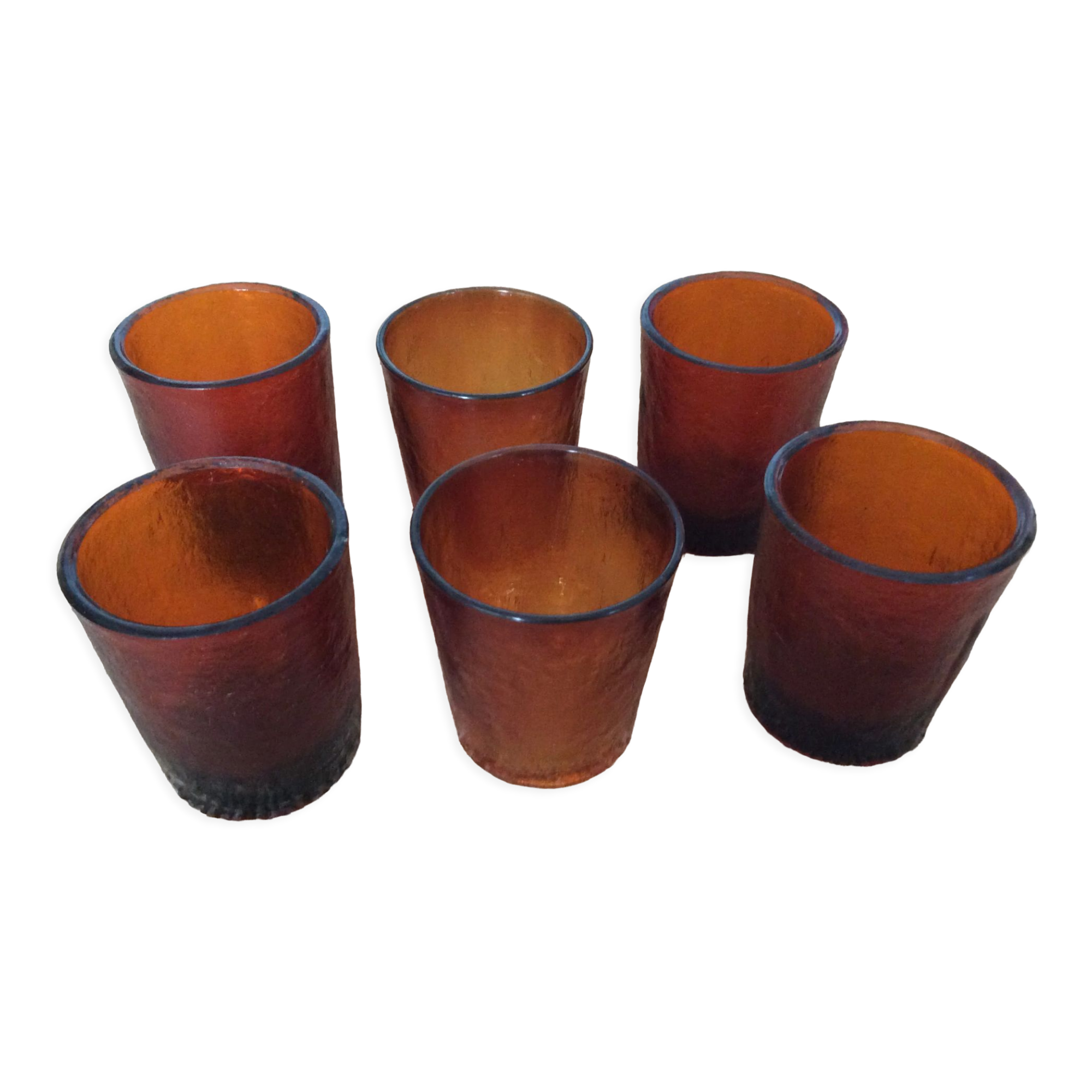 6 amber glasses