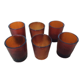 6 amber glasses