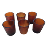 6 amber glasses