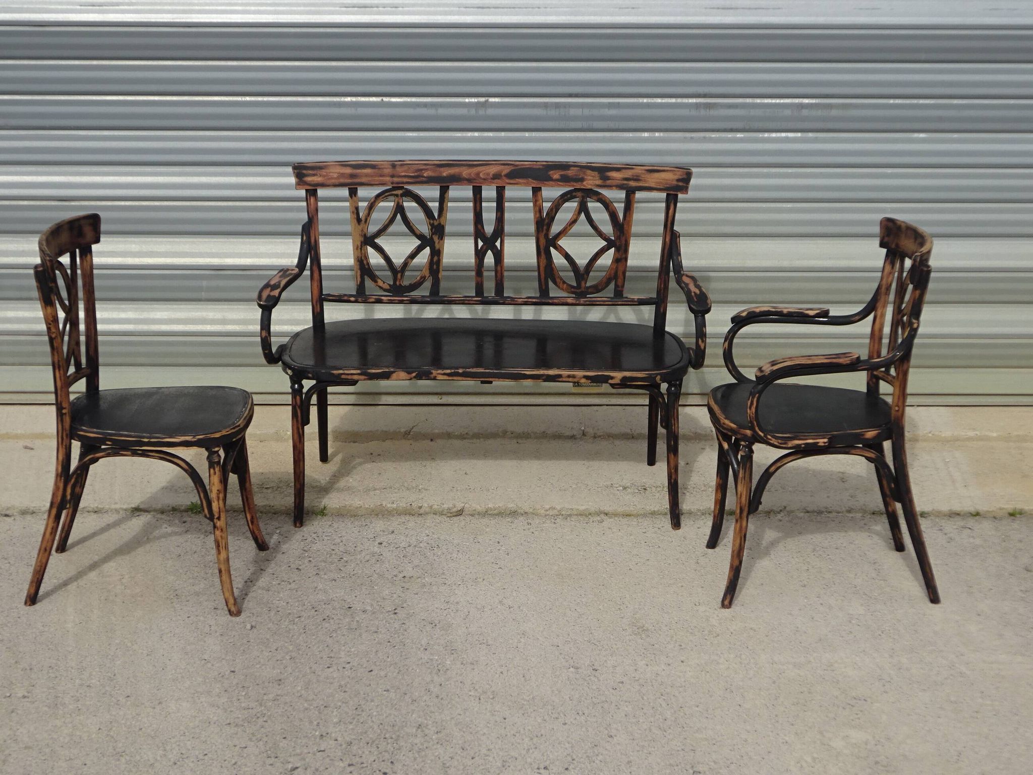Salon Baumann, 1910, banquette, fauteuil et chaise bistrot