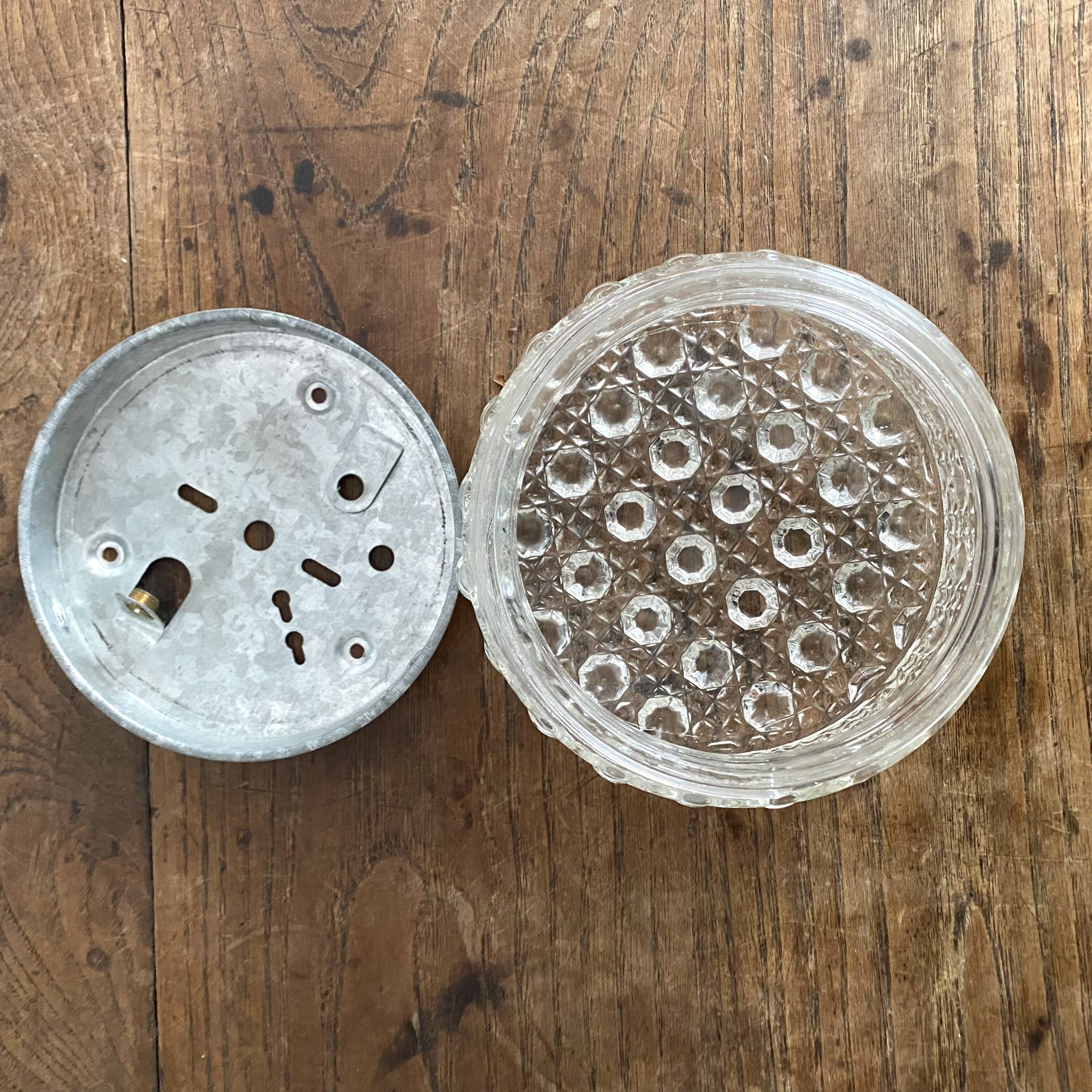 Small vintage molded glass ceiling light 15 cm