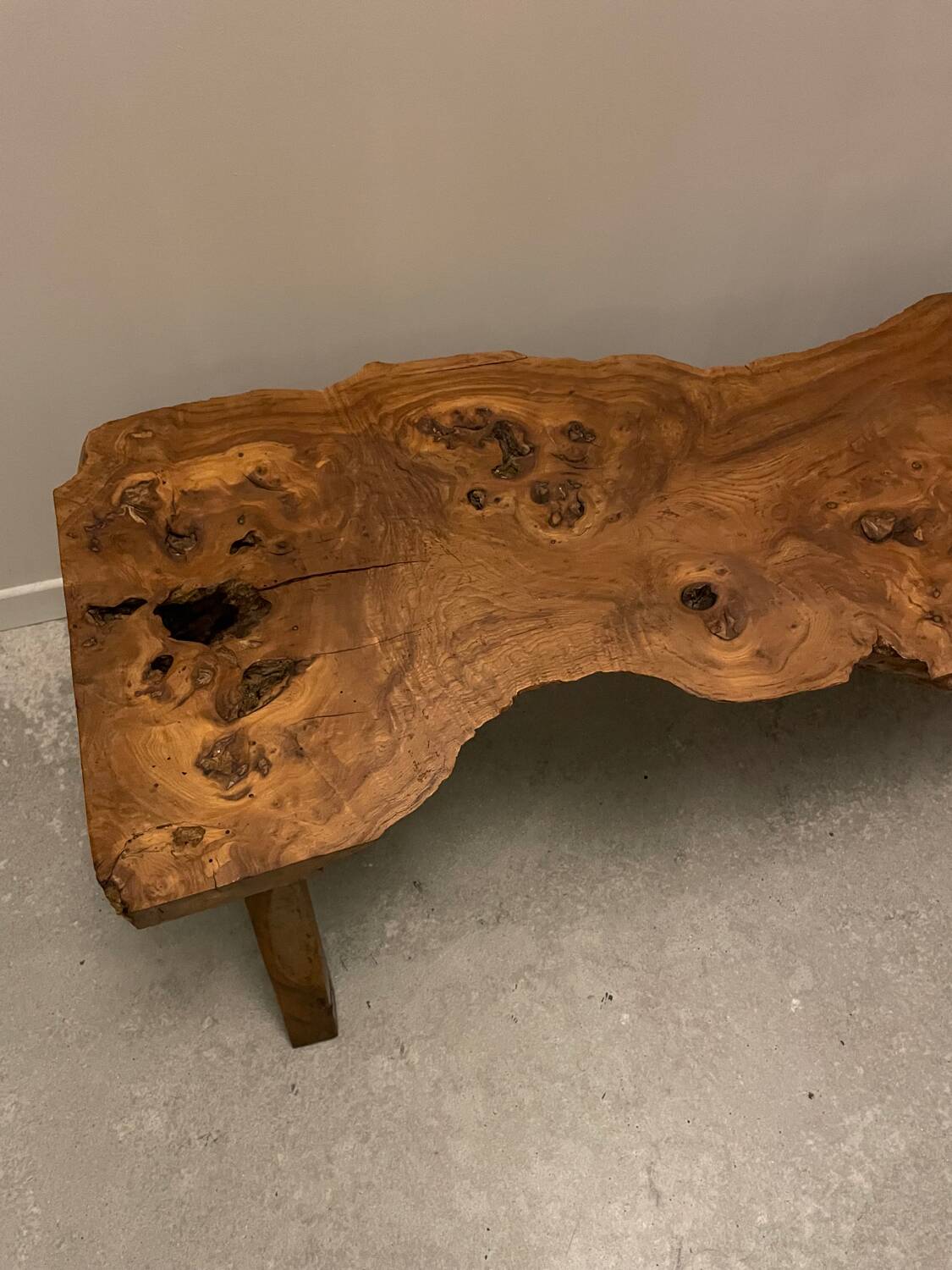 Raw wood coffee table
