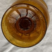 Photophore in bubble glass and hand-blown golden yellow signed vintage biot