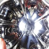 6 vintage bistro-style stainless steel dessert bowls on stands