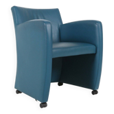 Vintage Lounge Chair in Blue Leather from Leolux, 1990s