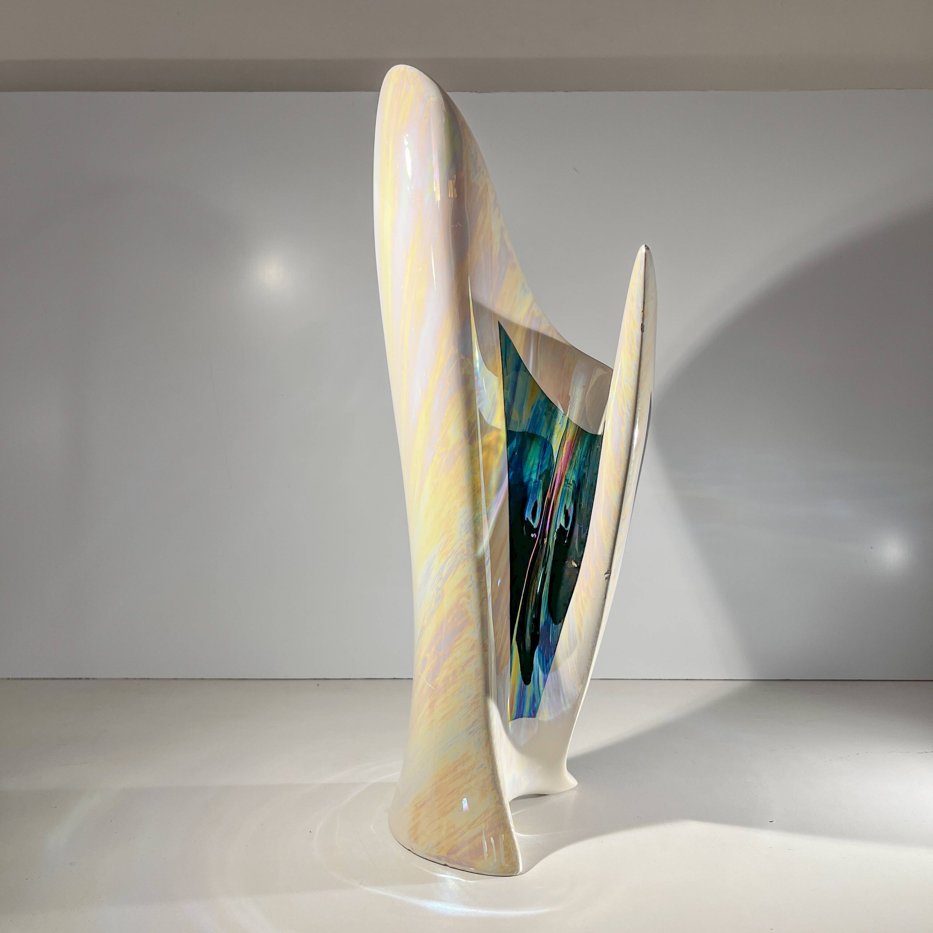 Iridescent free-form sculptural ceramic vase