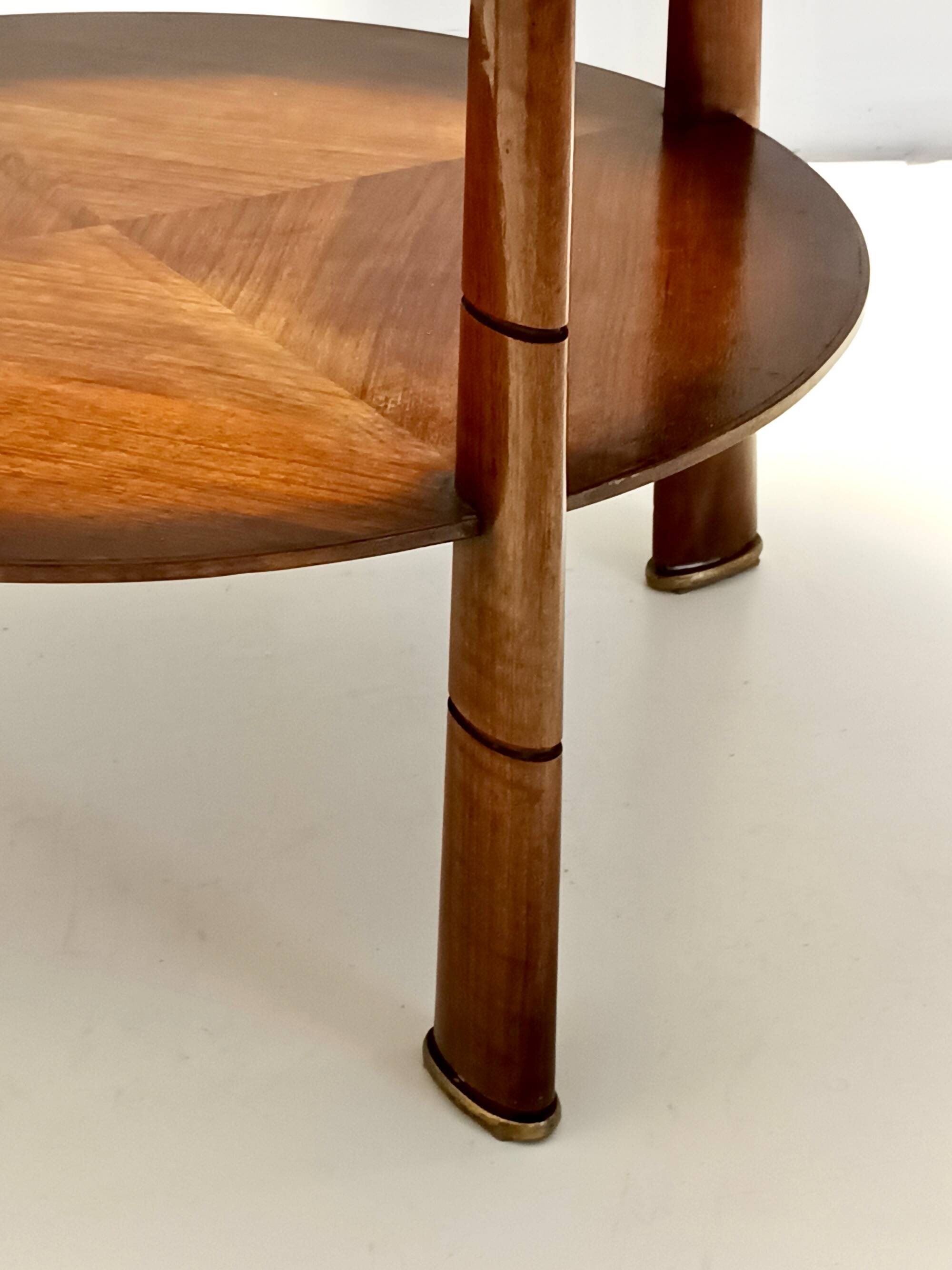 Round Solid Walnut and Crystal Coffee Table attr. to Paolo Buffa, Italy