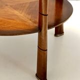 Round Solid Walnut and Crystal Coffee Table attr. to Paolo Buffa, Italy