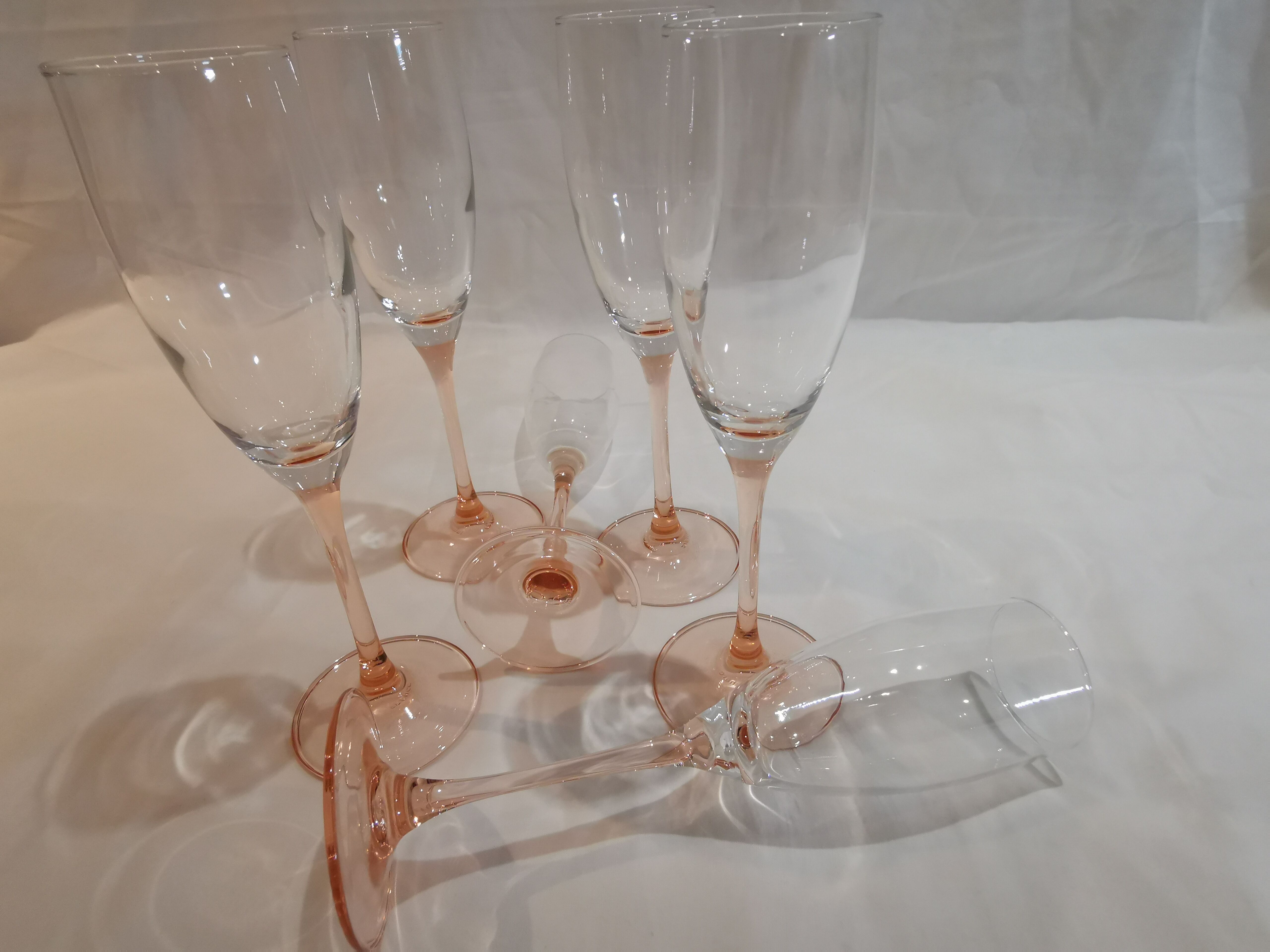 Champagne flutes pink feet LUMINARC year 70