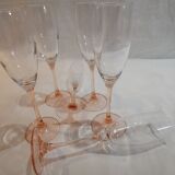 Champagne flutes pink feet LUMINARC year 70