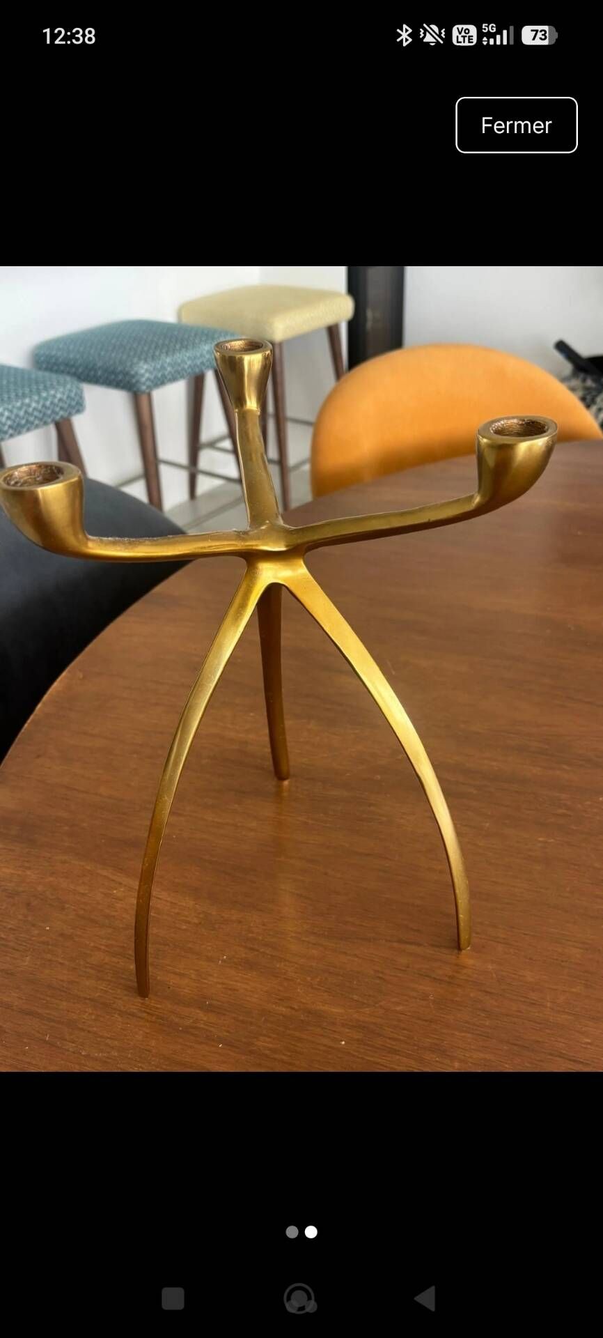 Vintage 1970 "Spider" Tripod Chandelier from De Bijenkorf - Gold Space Age