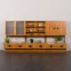 Scandinavian mid century oak wall unit with backlit, Denmark 1970s