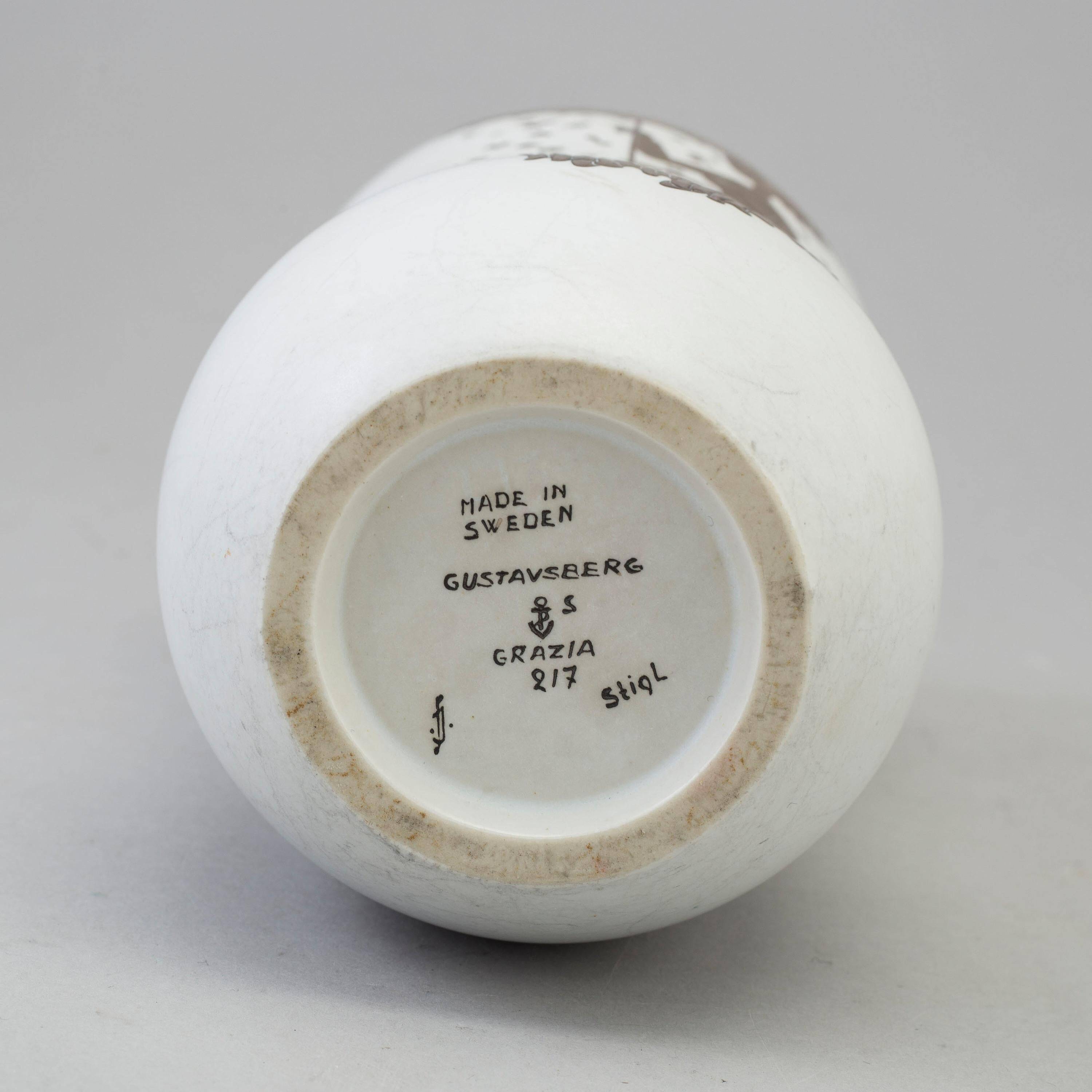 "Vase 'Grazia' by Stig Lindberg Ceramic and silver Gustavsberg Sweden 1960"