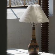 Art Nouveau table lamp in coloured terracotta by L. Hjorth, Bornholm, 1930s.