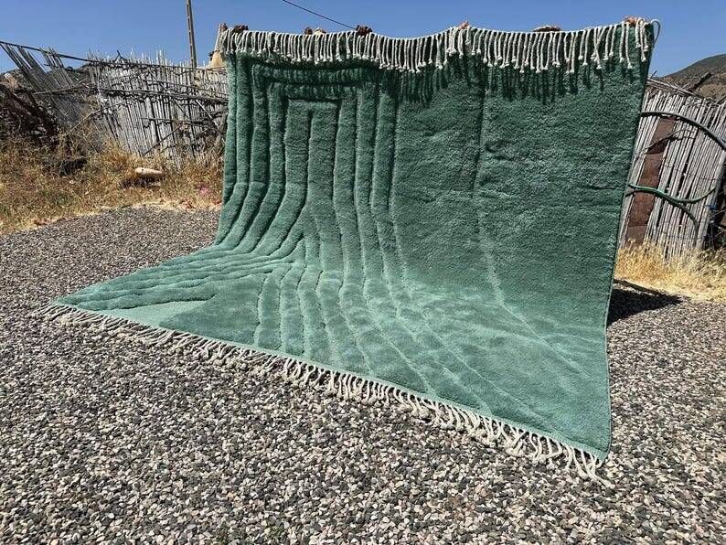 Large emerald green Mrirt Moroccan rug 300x300 cm – high-end