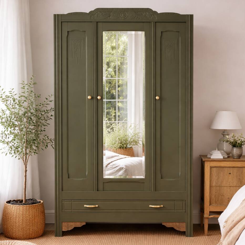 Art Deco wardrobe with three doors – Kaki Barda (Liberon)