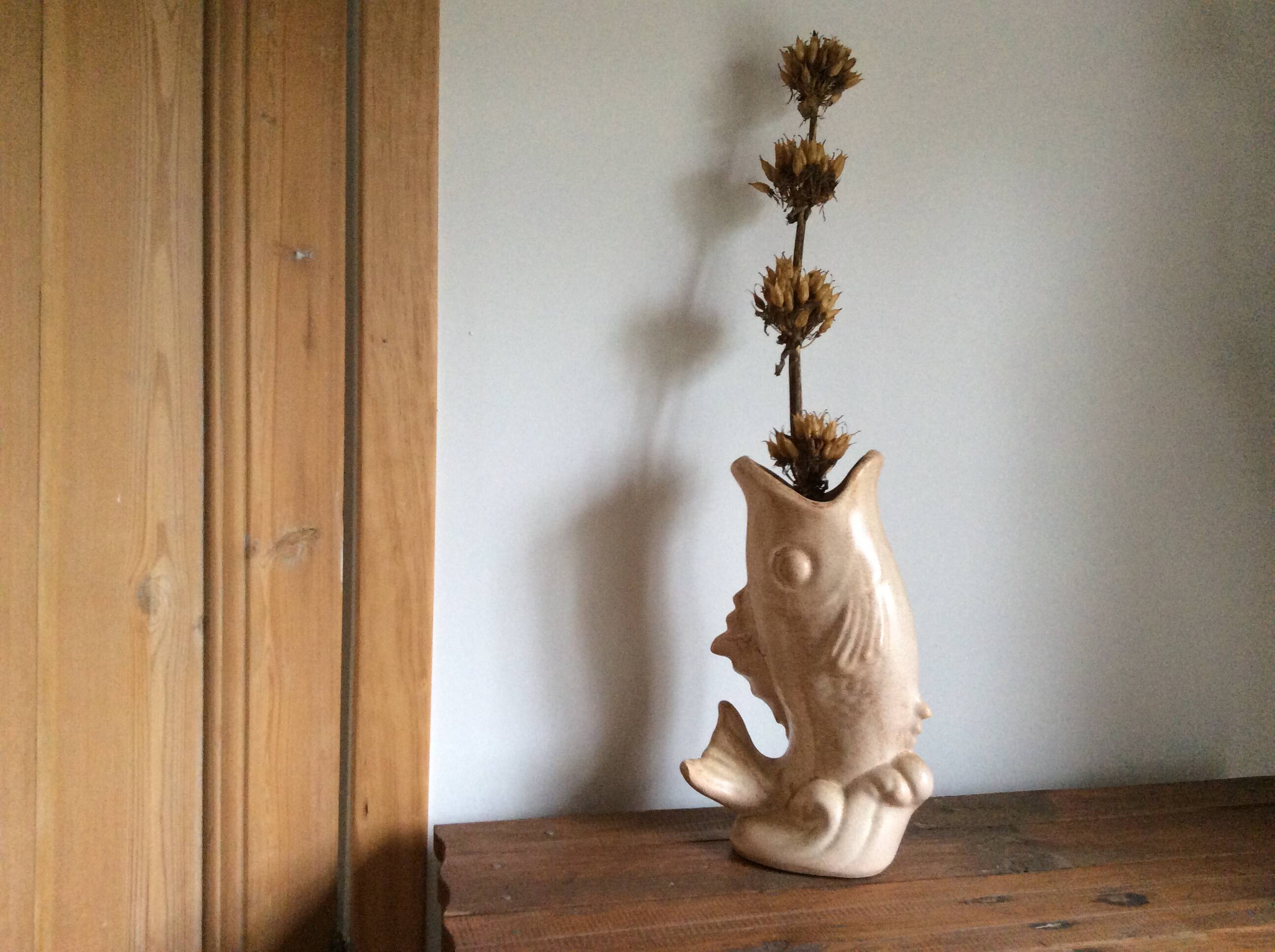 Stoneware fish vase