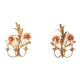 Pair of Italian wall lights in gold metal with flowers and leaves (50 cm)