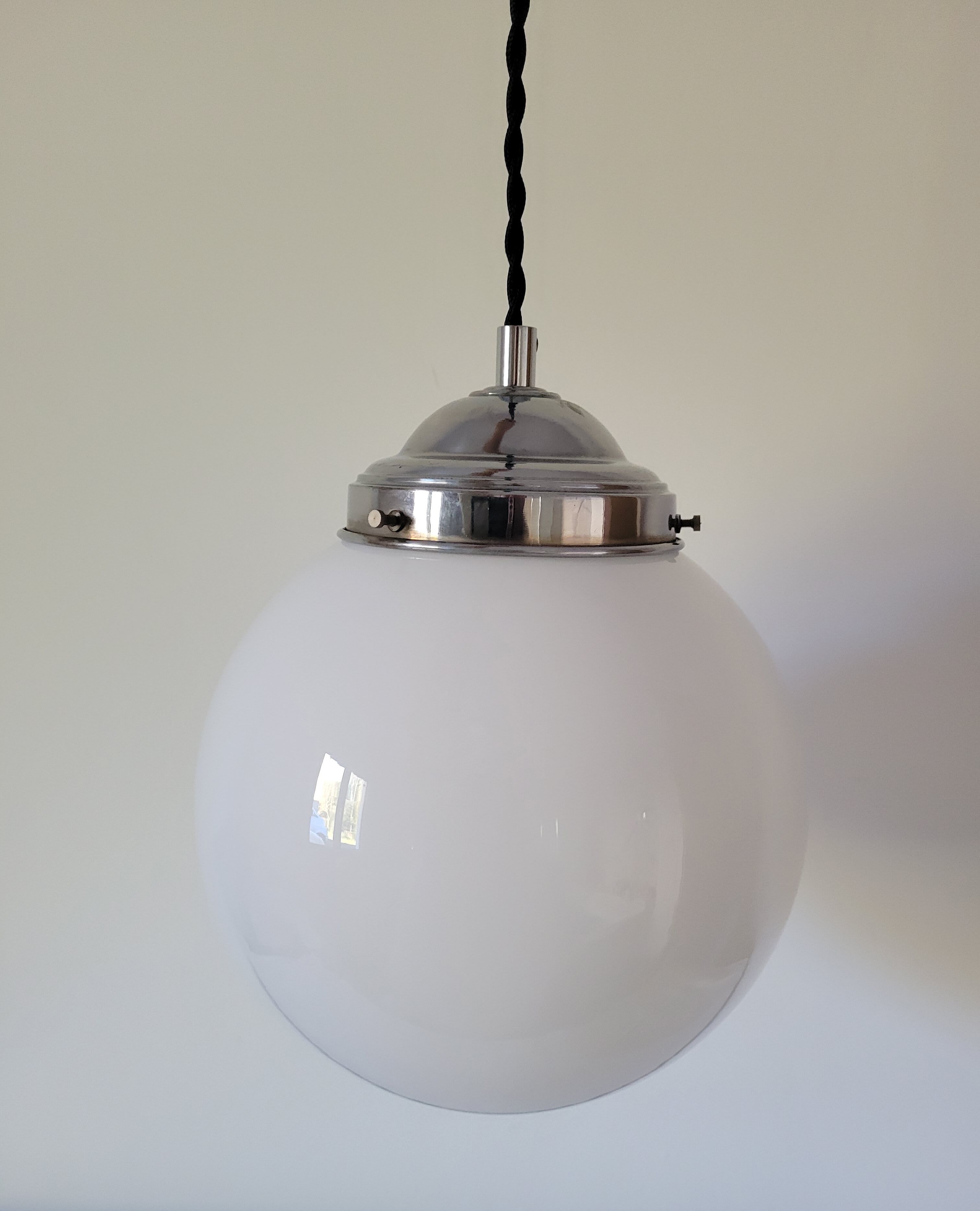 Opaline ball hanging lamp