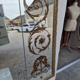 Miroir vénitien de brasserie en verre églomisé ancien doré