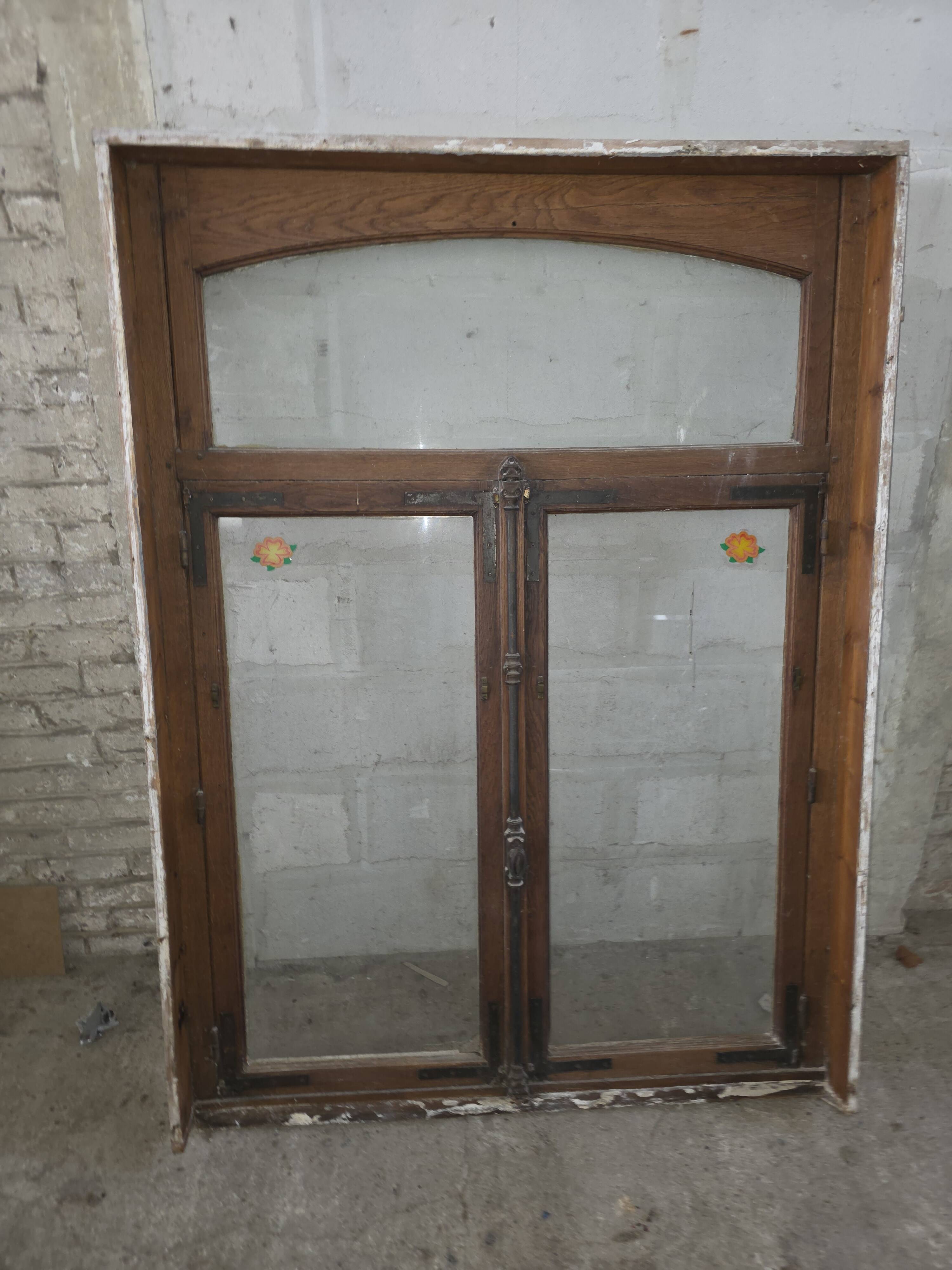 Pair of solid oak windows from the early 20th century.