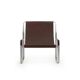 Fauteuil contemporain faie à la main en acier argenté et cuir marron